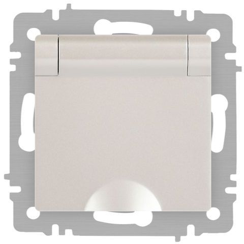 Розетка 1-м СП Accent 6-203-06 16А IP20 250В 2P+E Schuko с крышкой AL/CU перламутр. Intro Б0063429