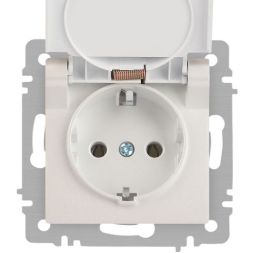 Розетка 1-м СП Accent 6-203-06 16А IP20 250В 2P+E Schuko с крышкой AL/CU перламутр. Intro Б0063429