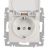 Розетка 1-м СП Accent 6-203-06 16А IP20 250В 2P+E Schuko с крышкой AL/CU перламутр. Intro Б0063429