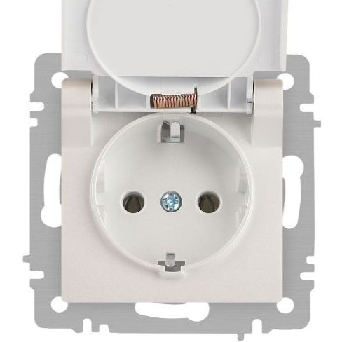 Розетка 1-м СП Accent 6-203-06 16А IP20 250В 2P+E Schuko с крышкой AL/CU перламутр. Intro Б0063429
