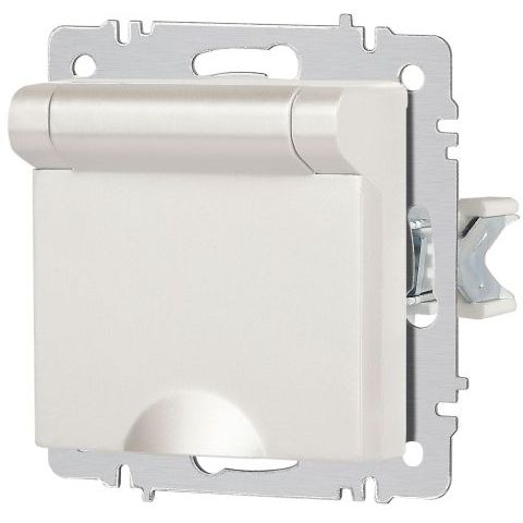 Розетка 1-м СП Accent 6-203-06 16А IP20 250В 2P+E Schuko с крышкой AL/CU перламутр. Intro Б0063429