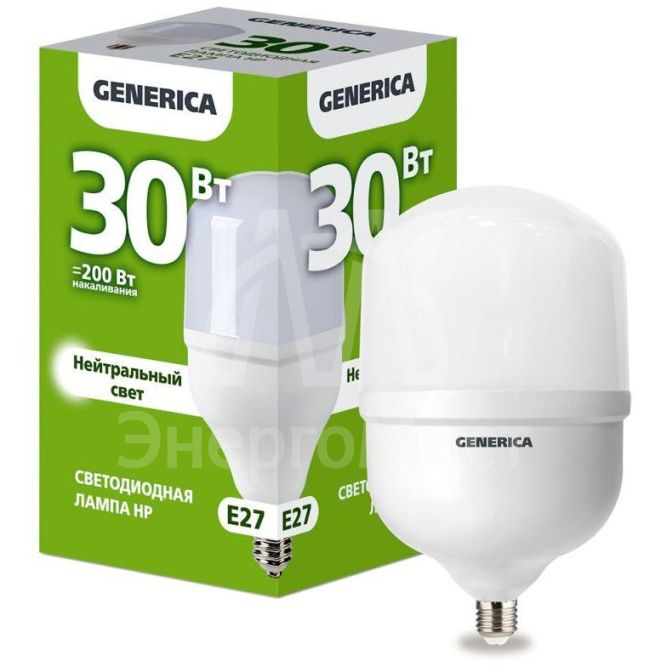 Лампа светодиодная HP 30Вт 4000К E27 230В GENERICA LL-HP-30-230-40-E27-G