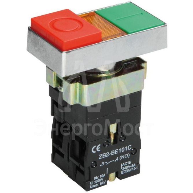 Кнопка LAY5-BW8465 &amp;quot;I-O&amp;quot; сдвоенная c подсв. IEK BBD40-BW-K51