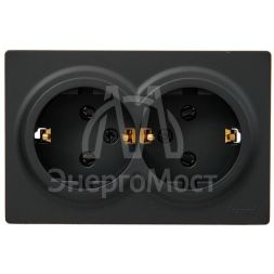 Розетка 2-мест. с заземл. LETO закрытый корпус ПБТ черн. бархат LEZARD 752-4200-127B