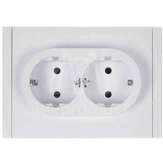 Розетка 2-м СП FORTE&amp;amp;PIANO FP223 16А с заземл. защ. шторки безвинт. крепл. бел. IEK FP-R24-16-1-K01