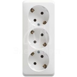 Розетка 3-м ОП Этюд 16А 250В без защ. шторок с заземл. бел. SchE PA16-011B