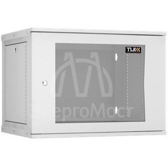 Шкаф настенный 19дюйм 9U стекл. дверь Ш600хВ436хГ450мм 1 пара монтаж. направляющих разборн. сер. TLK TWI-096045-R-G-GY