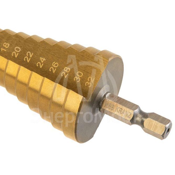 Набор ступенчатых сверл 4-12.4-20.4-32мм HSS-TiN ТИТАН (уп.3шт) Kranz KR-12-6620