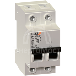 Выключатель автоматический модульный 2п C 25А 4.5кА ВА47-29-2C25-УХЛ3 КЭАЗ 141597