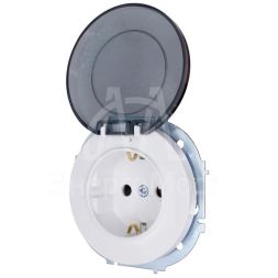 Розетка 1-м СП OSEN с заземл. с крышкой ПБТ бел. LEZARD 743-0288-123B