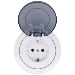 Розетка 1-м СП OSEN с заземл. с крышкой ПБТ бел. LEZARD 743-0288-123B