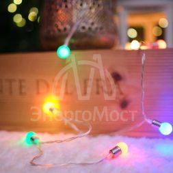 Гирлянда светодиодная &amp;quot;Мини-лампочки&amp;quot; 1.5м 10LED мультиколор провод прозр. 2хAA (батарейки не в комплекте) Neon-Night 303-074