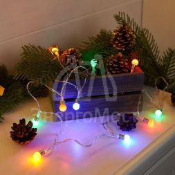 Гирлянда светодиодная &amp;quot;Мини-лампочки&amp;quot; 1.5м 10LED мультиколор провод прозр. 2хAA (батарейки не в комплекте) Neon-Night 303-074