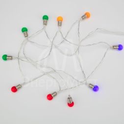 Гирлянда светодиодная &amp;quot;Мини-лампочки&amp;quot; 1.5м 10LED мультиколор провод прозр. 2хAA (батарейки не в комплекте) Neon-Night 303-074
