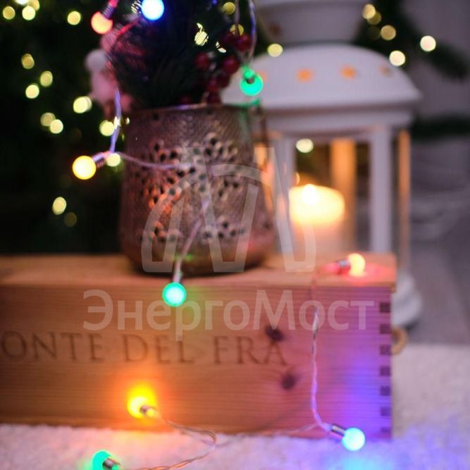 Гирлянда светодиодная &amp;quot;Мини-лампочки&amp;quot; 1.5м 10LED мультиколор провод прозр. 2хAA (батарейки не в комплекте) Neon-Night 303-074