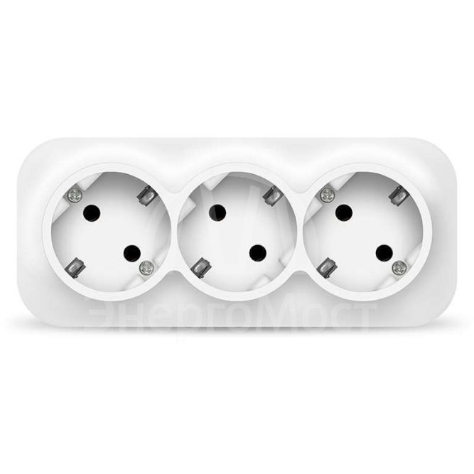 Розетка 3-м ОП 16А IP20 с заземл. бел. IONICH 1420