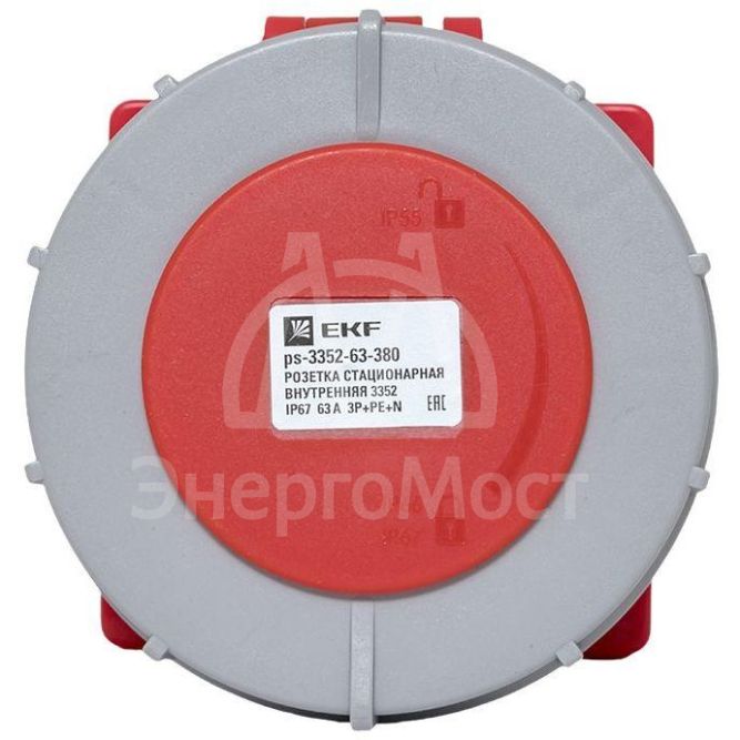 Розетка стационарная внутренняя 3352 3Р+РЕ+N 63А 380В IP67 PROxima EKF ps-3352-63-380