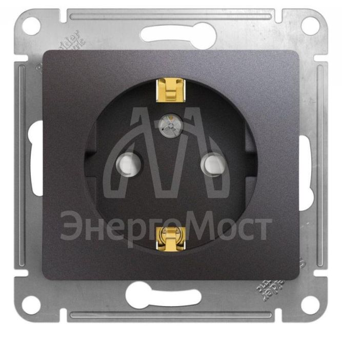 Механизм розетки 1-м Glossa 16А 250В защ. шторки с заземл. графит SchE GSL001345