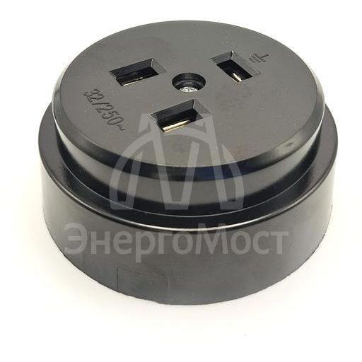 Разъем РШ-ВШ ОП 32А 250В 2P+PE кругл. черн. TOKOV ELECTRIC TKL-OVOP-2P+PE-C05