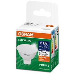 Лампа светодиодная LED G4 Value LVMR1650 5W/940 CRI95 5Вт 4000К 500лм рефлектор матов. GU5.3 170-250В OSRAM 4058075582422