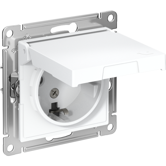 Розетка AtlasDesign с заземл. со шторками с крышкой 16А IP20 механизм лотос SE ATN001346