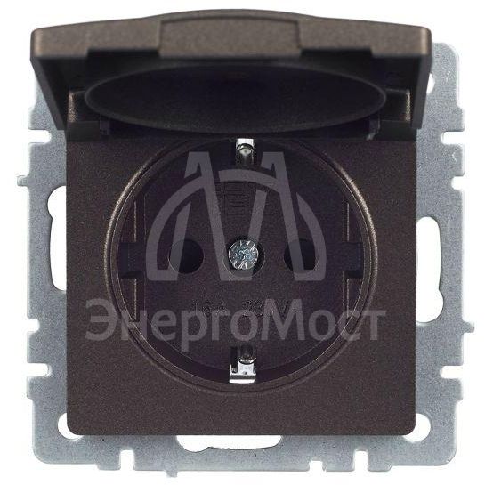 Розетка BRITE РСбш10-3-БрТБ 16А IP20 с заземл. защ. шторки с крышкой бронза IEK BR-R16-16-K45