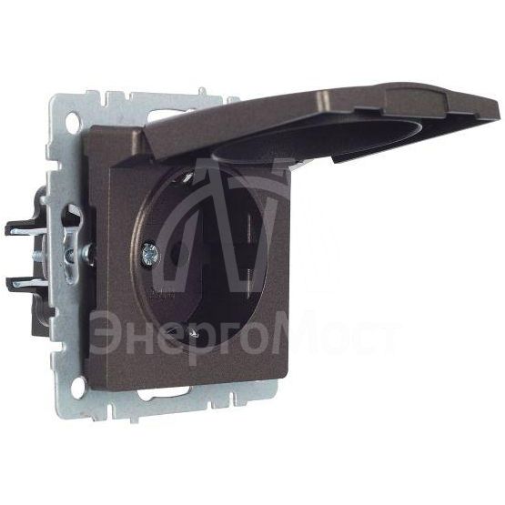 Розетка BRITE РСбш10-3-БрТБ 16А IP20 с заземл. защ. шторки с крышкой бронза IEK BR-R16-16-K45