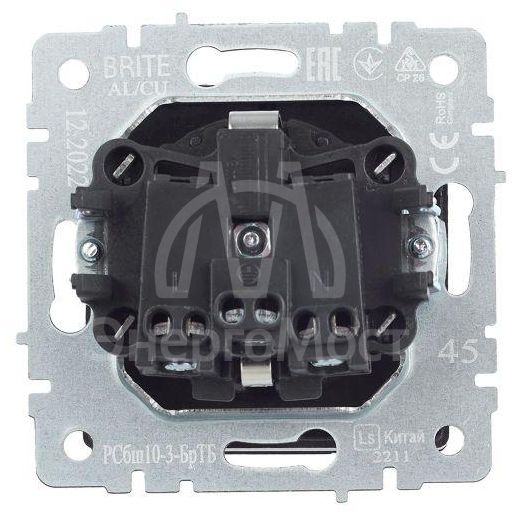 Розетка BRITE РСбш10-3-БрТБ 16А IP20 с заземл. защ. шторки с крышкой бронза IEK BR-R16-16-K45