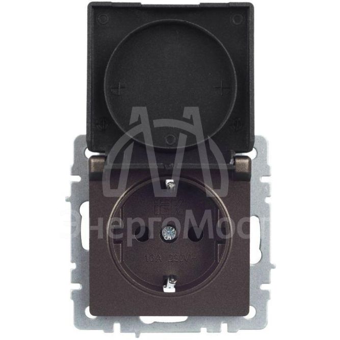Розетка BRITE РСбш10-3-БрТБ 16А IP20 с заземл. защ. шторки с крышкой бронза IEK BR-R16-16-K45