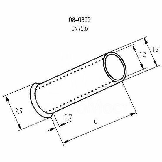 Наконечник штыревой втулочный (НШВ L-6мм) 0.75кв.мм (EN75.6) REXANT 08-0802