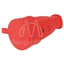 Розетка RX10-R-IP44 16А IP44 прямая с заземл. каучук красн. ЭРА Б0055419