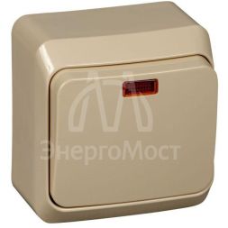 Выключатель 1-кл. ОП Этюд 10А IP20 с подсветкой крем. SchE BA10-005K
