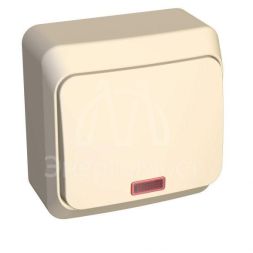 Выключатель 1-кл. ОП Этюд 10А IP20 с подсветкой крем. SchE BA10-005K