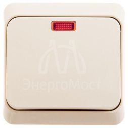 Выключатель 1-кл. ОП Этюд 10А IP20 с подсветкой крем. SchE BA10-005K