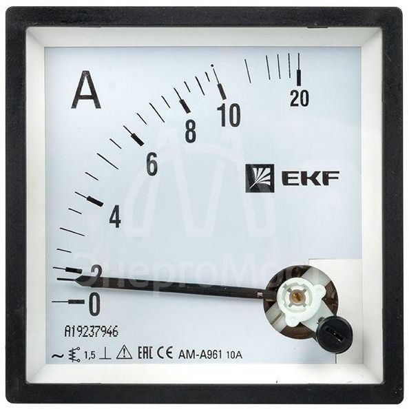 Амперметр аналоговый AM-A961 на панель 96х96 квадрат. вырез 10А прям. подкл. EKF ama-961-10