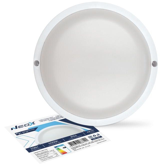 Светильник светодиодный СПП МД-2565-КРУГ 25Вт 6500К IP65 2250лм 175мм герметичный с микроволным датчиком NEOX 4690612066141