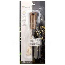 Гирлянда светодиодная &amp;quot;Роса&amp;quot; 2м 20LED тепл. бел. 0.1Вт IP20 с пробкой элементы питания 3хLR44 (в компл.) Neon-Night 302-026