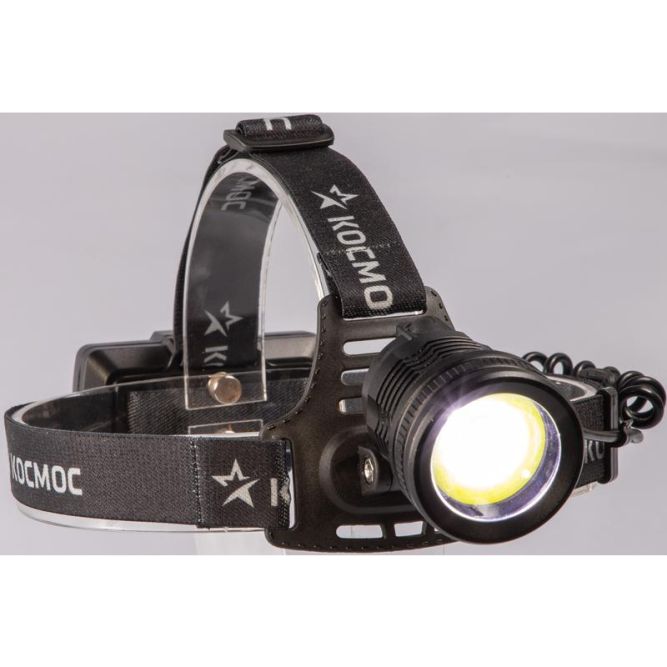 Фонарь налобный аккум. 10Вт P50 LED/Li-ion18650 2х1000мА.ч алюм. КОСМОС (KOC855Lit)