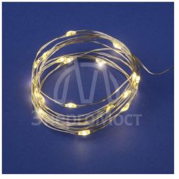 Гирлянда LED на батарейках ULD-S0200-020/SСB/2AA WARM WHITE IP20 DEW 2AA (не в/к) &amp;quot;Роса&amp;quot; 2м 20 диодов тепл.бел. провод медн. Uniel UL-00007183