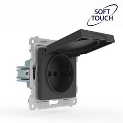 Розетка 1-м СП Pixel IP44 с заземл. с крышкой механизм карбон TOKOV ELECTRIC TKE-PX-R1ZSW1-C14-IP44