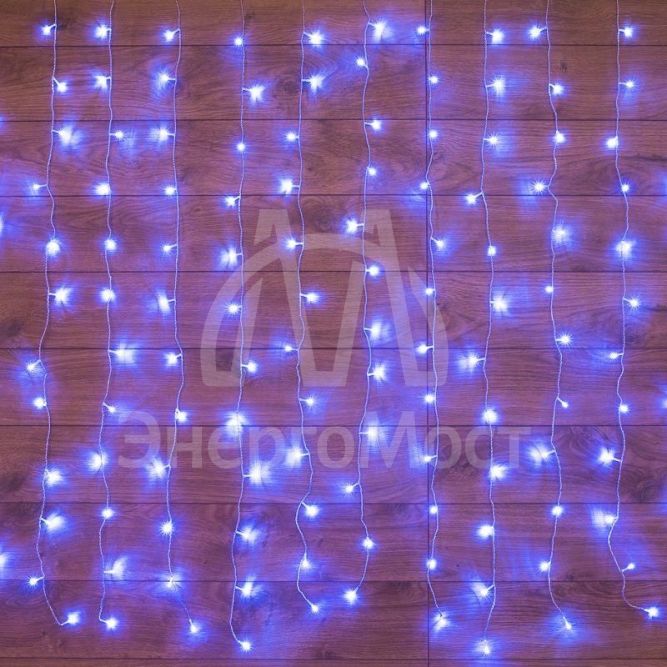 Гирлянда &amp;quot;Светодиодный Дождь&amp;quot; 2.5x2м свечение с динамикой 300LED син. 230В провод прозр. Neon-Night 235-053