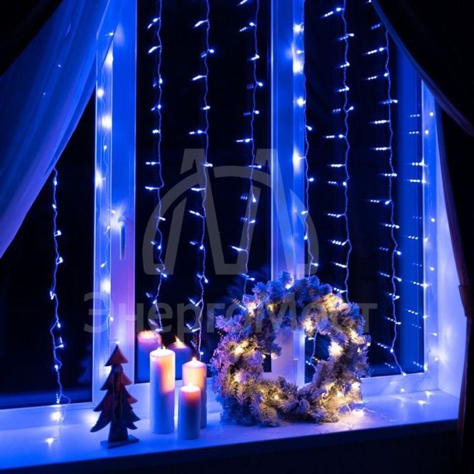 Гирлянда &amp;quot;Светодиодный Дождь&amp;quot; 2.5x2м свечение с динамикой 300LED син. 230В провод прозр. Neon-Night 235-053