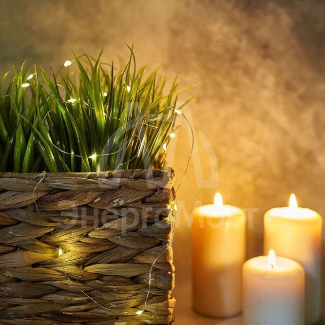 Гирлянда &amp;quot;Роса&amp;quot; (батарейки 3хААА в компл.) 2м 20LED тепло-бел. прозр. провод 2Вт 4.5В IP20 NEON-NIGHT 303-006