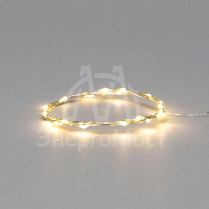 Гирлянда &amp;quot;Роса&amp;quot; (батарейки 3хААА в компл.) 2м 20LED тепло-бел. прозр. провод 2Вт 4.5В IP20 NEON-NIGHT 303-006