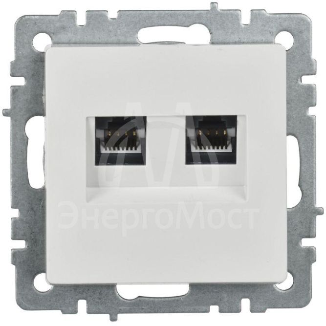 Розетка компьютерная двойная СП RJ45 кат.5E BRITE РК10-2-БрБ бел. IEK BR-K20-1-K01