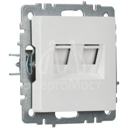 Розетка компьютерная двойная СП RJ45 кат.5E BRITE РК10-2-БрБ бел. IEK BR-K20-1-K01