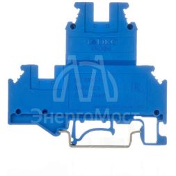 Клемма двухуровневая винтовой зажим 4 точки подключения 2.5кв.мм син. DKC KRUKB-3-BU