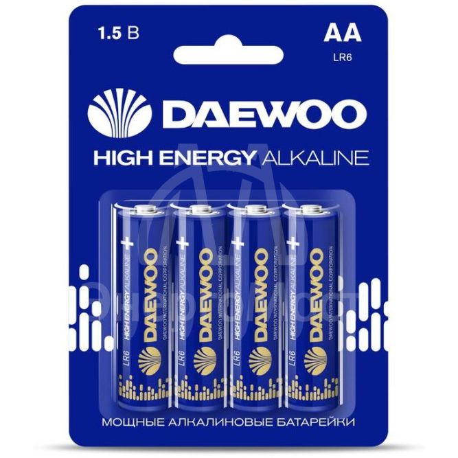 Элемент питания алкалиновый AA/LR6 1.5В High Energy Alkaline 2021 BL-4 (уп.4шт) DAEWOO 5030329