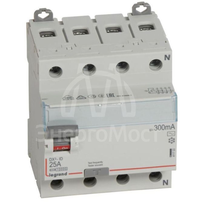 Выключатель диф. тока 4п 25А 300мА тип AC DX3 Leg 411722