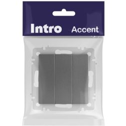 Выключатель 3-кл. СП Accent 6-106-07 10А IP20 250В AL/CU графит Intro Б0063544